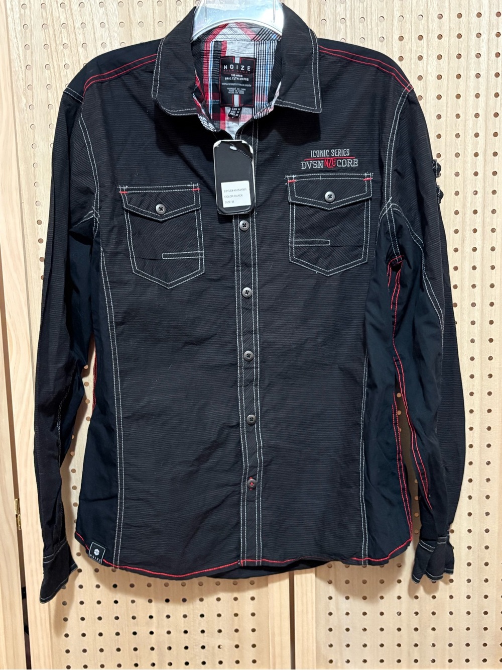 Noize Iconic Series DVSN CORE Black Long-Sleeve Button-Down Shirt Mens M NWT